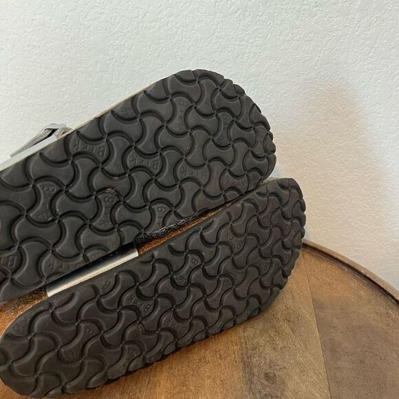 Birkenstock Metallic Silver Birko Flor Gizen Sandals Women's Size 38 7 - Picture 8 of 9